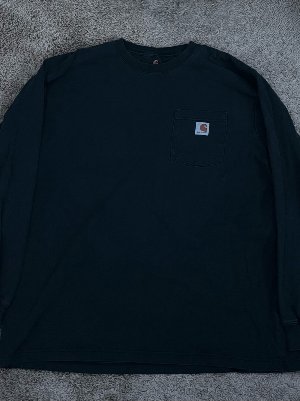 Carhartt Men's Black Long-Sleeve Pocket Tee with Logo Patch